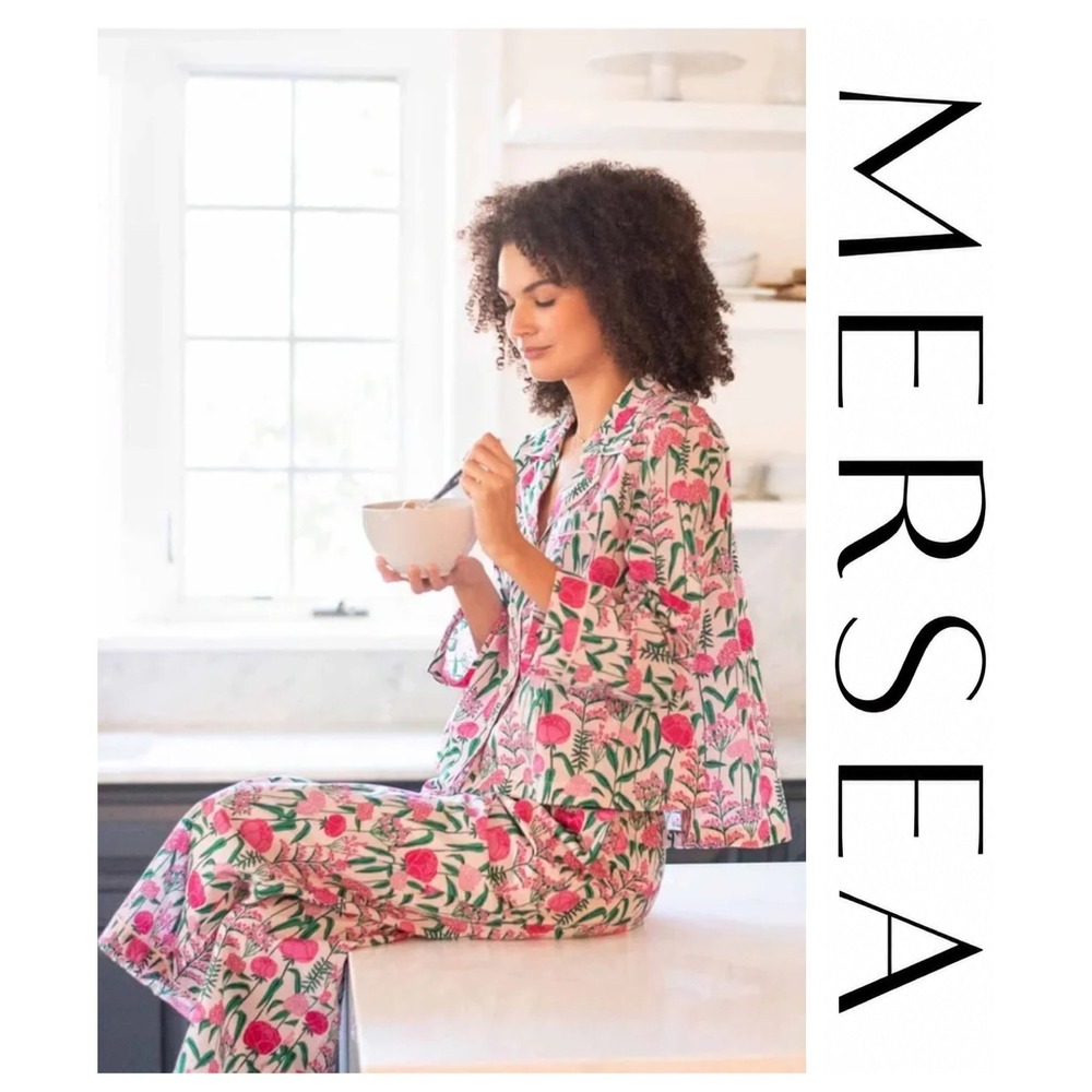 MERSEA Over The Cotton Moon Floral Peony Party 2 Pc Pajama Set Size S